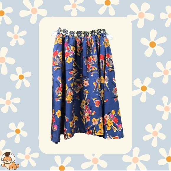 SOLD- Anthropologie Edme and Esyllte Goldfield Floral Silk Skirt - Picture 5 of 15